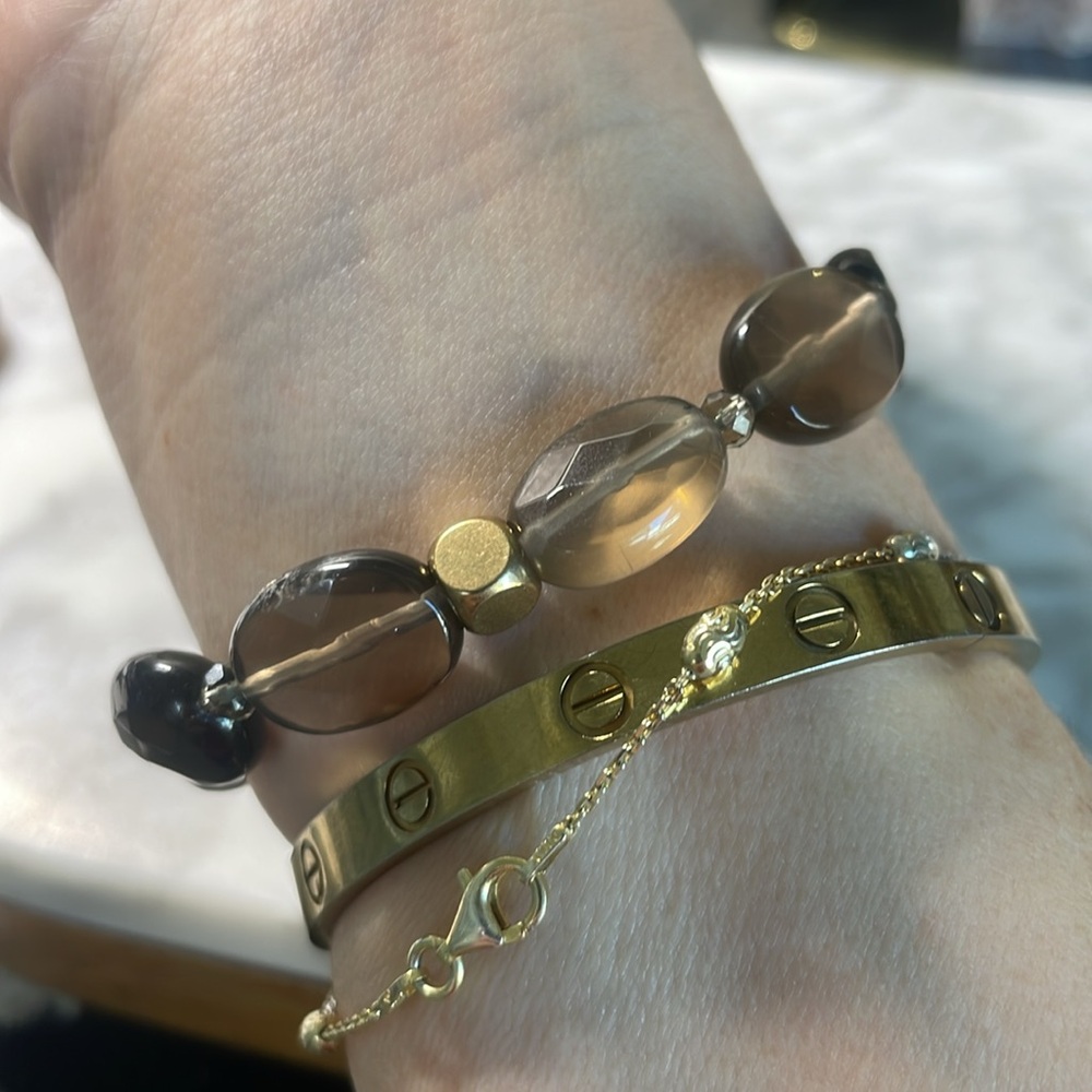 Smokey quartz & crystal bracelet in size 7” - Picture 3 of 3